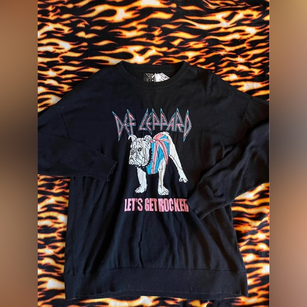 Def leppard knit Black Sweater